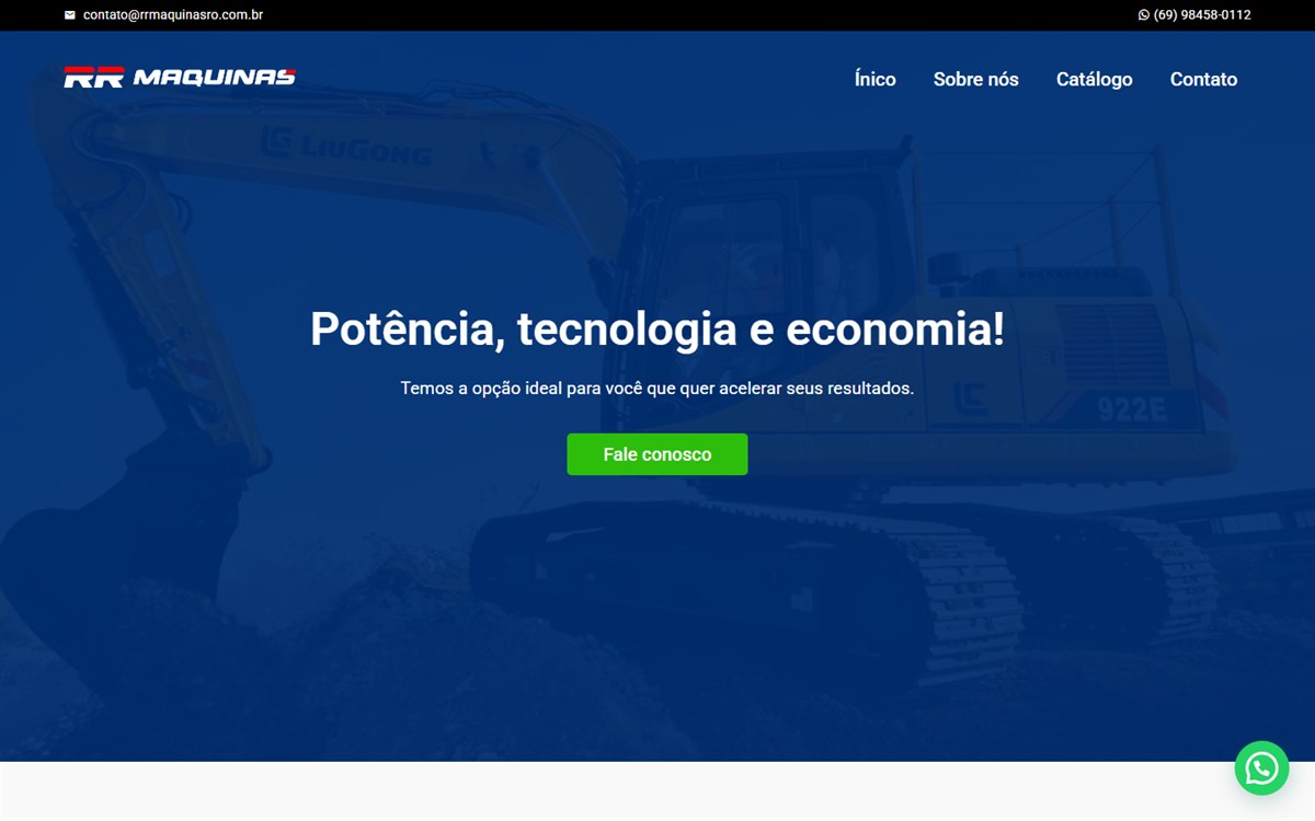 Site da RR Máquinas, empresa de máquinas e equipamentos, criado pela DABLIU Marketing