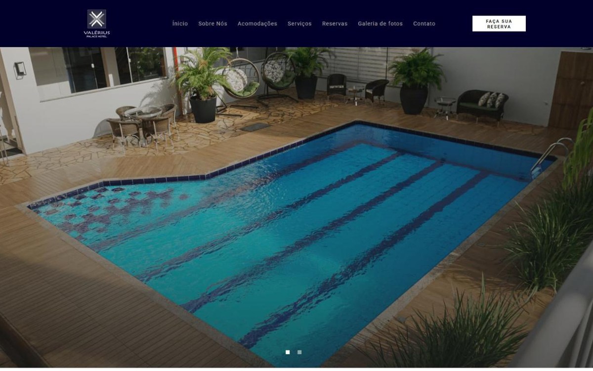 Site do Valerius Palace Hotel criado pela DABLIU Marketing, com acomodações, galeria e reservas