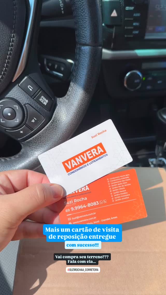 Cartão de visita da Vanvera Condomínios e Loteamentos, material gráfico em Ariquemes feito pela DABLIU
